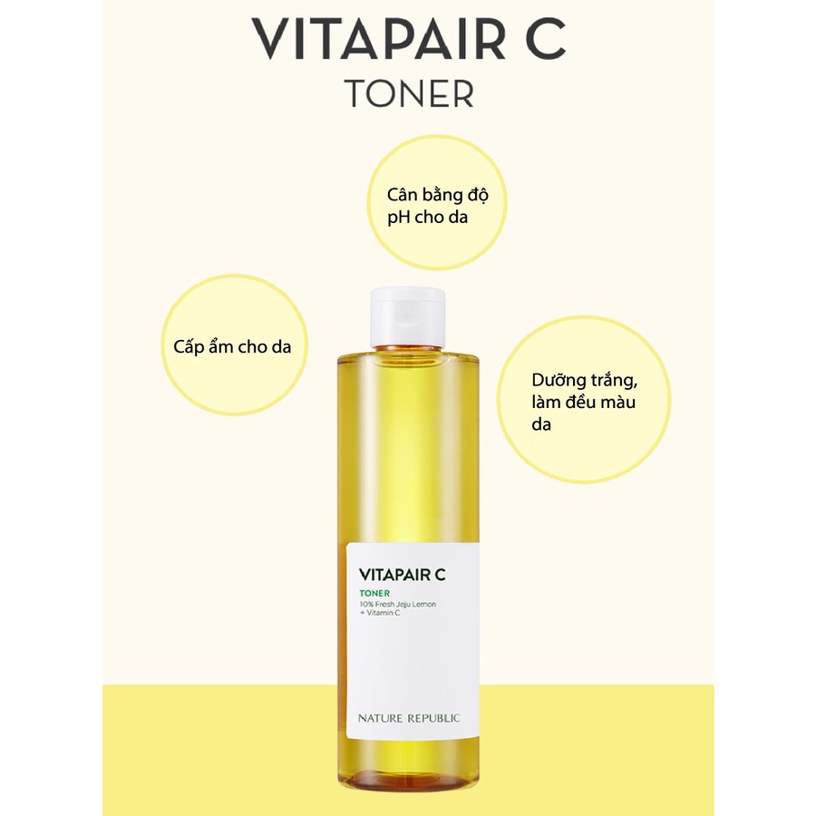 Nước Hoa Hồng Cấp Ẩm, Dưỡng Trắng Da Nature Republic Vitapair C Toner 300ml