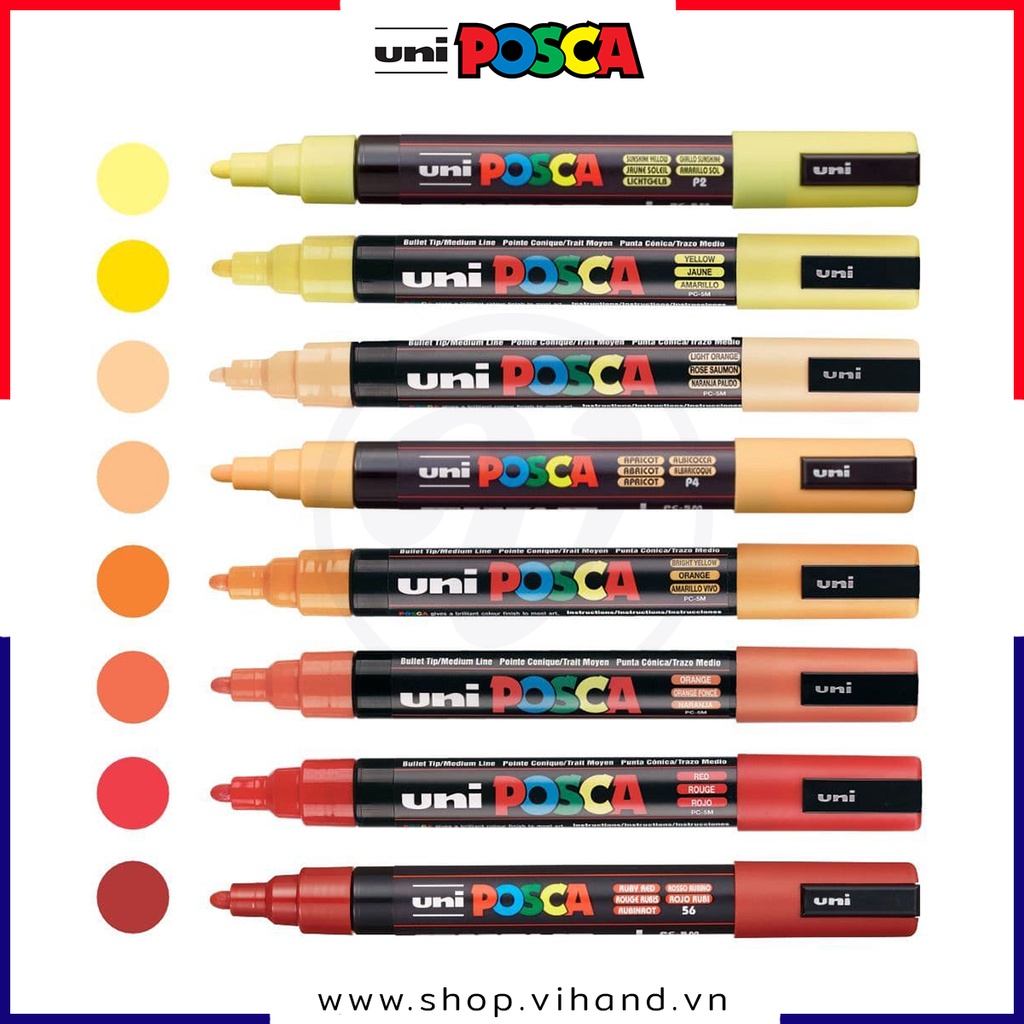 Bút sơn nước vẽ đa chất liệu Uni Posca PC-5M - Ngòi 1.8 - 2.5mm