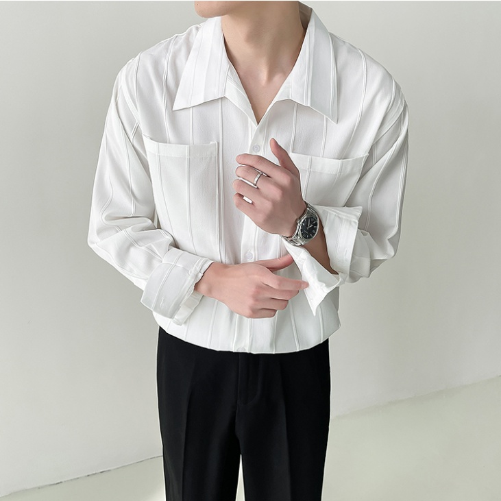 Áo Sơ Mi Tay Dài Họa Tiết Sọc Thời Trang Hàn Quốc Cho Nam