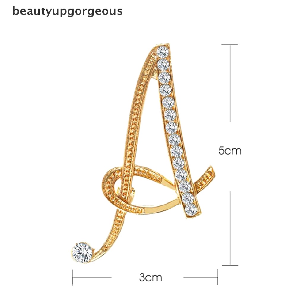 [Beautyupgorgeous] Trâm Cài Áo Hình 26 Chữ Cái Tiếng Anh Đính Kim Cương Giả Màu Vàng Cho Nữ