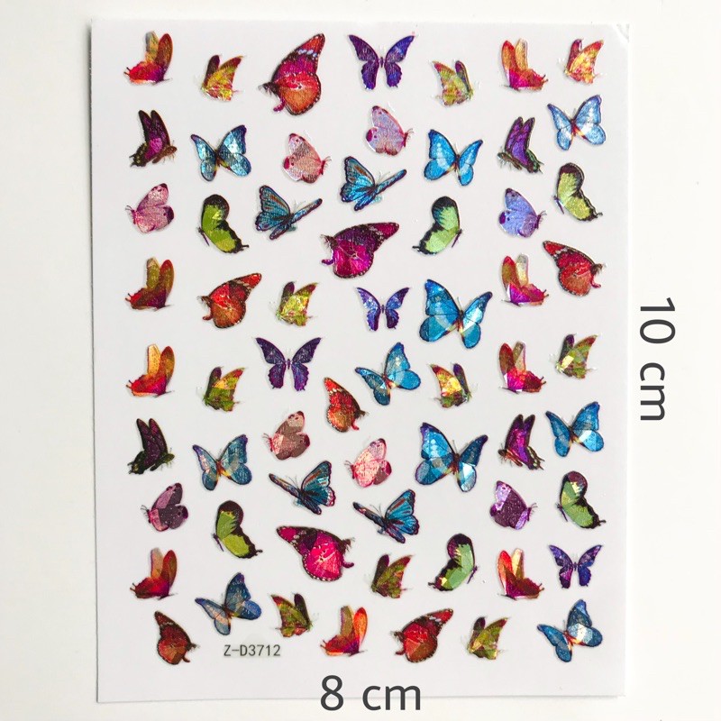 Sticker dán móng nail bướm màu