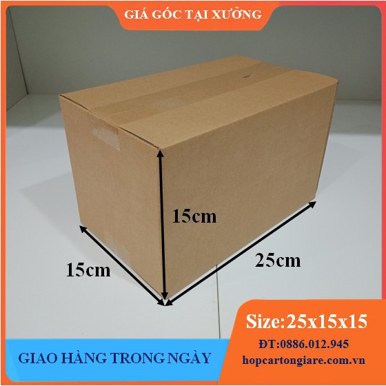 25x15x15 Hộp carton đóng hàng 3 lớp giá tại xưởng, mua buôn liên hệ