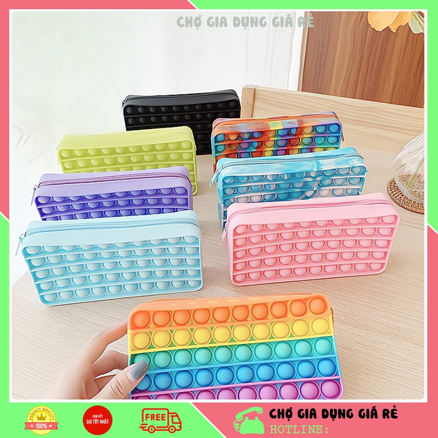 Hộp bút Pop it (Loại mới) nhiều màu sắc, làm dụng cụ học tập, túi đựng bút dễ thương cho Bé