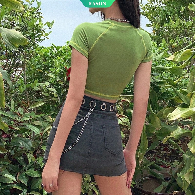 Áo Thun crop top Tay Ngắn Cổ Tròn In Hình Cầu Vồng Kuromi 2021 Thời Trang Mùa Xuân Cho Nữ