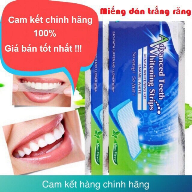 Miếng dán trắng răng hiệu quả nhanh Whitening Strip Advanced hộp 7 gói gồm 14 miếng