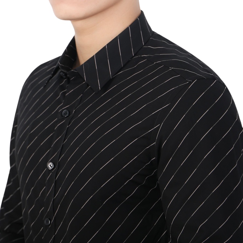 Áo sơ mi dài tay nam Owen Bamboo Slim Fit Đen họa tiết - AS81463D