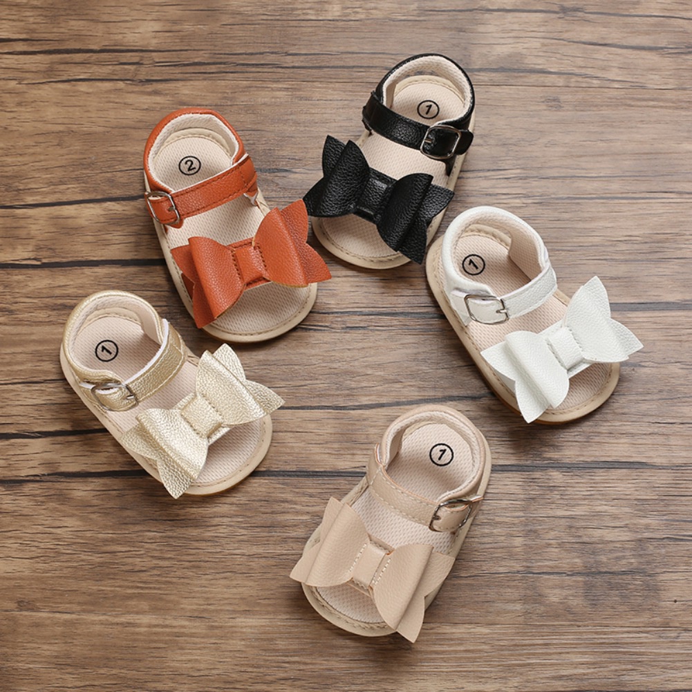 Giày sandal đính nơ chống trượt thời trang mùa hè dành cho bé gái