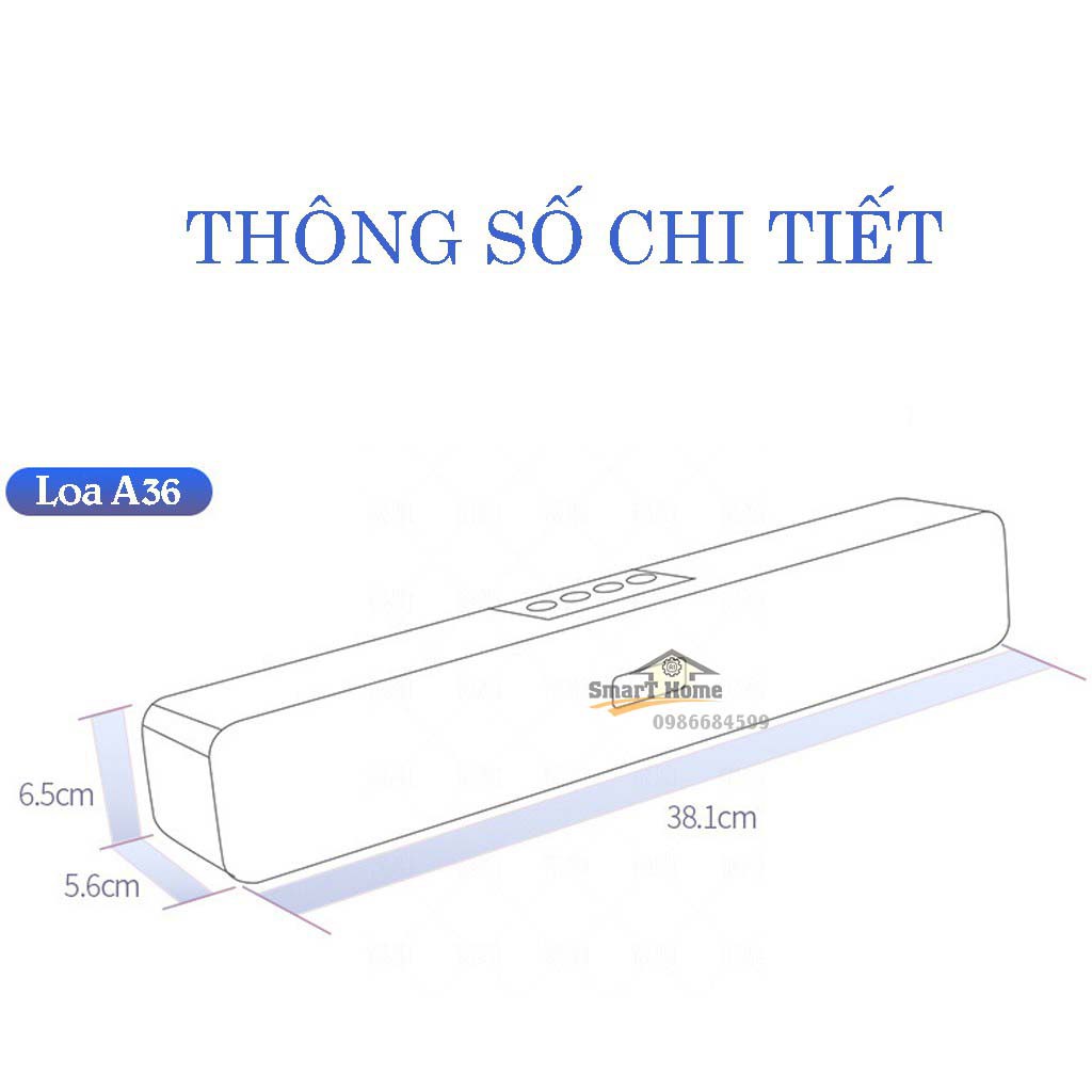 Loa Bluetooth A36 Cao Cấp Siêu Bass, Loa A36 Âm Thanh Vòm Có Hỗ Trợ Khe Cắm Thẻ Nhớ - Ngẫu Nhiên