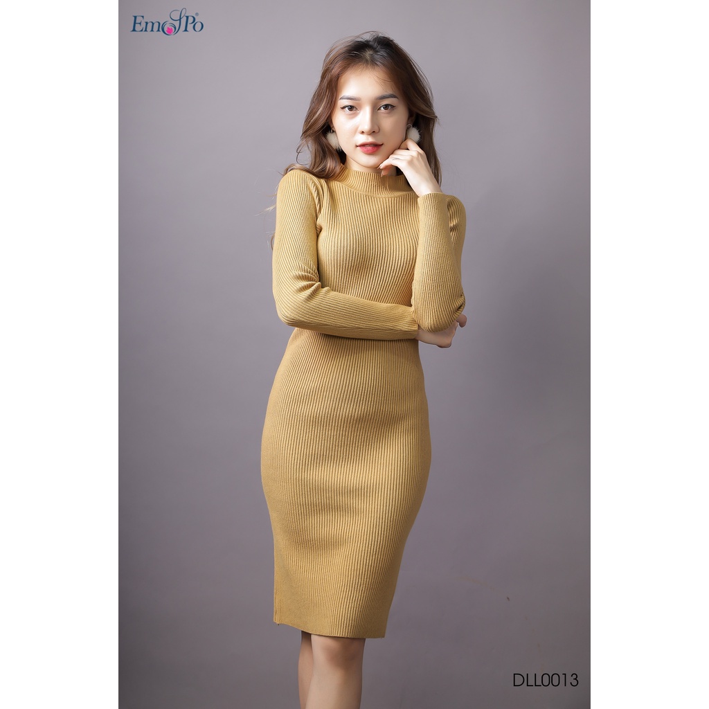 Đầm len Emspo dáng ôm, cổ cao 5 phân dễ phối đồ DLL0013