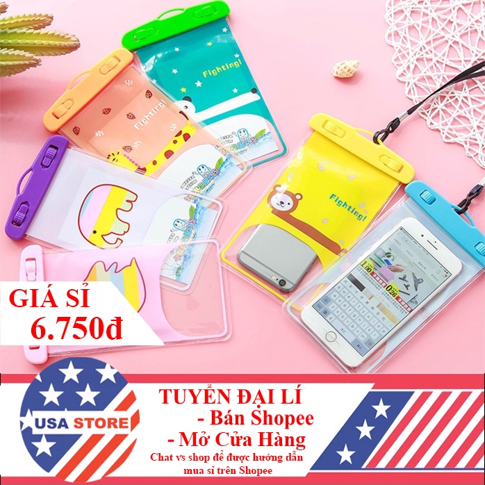 Bao Đựng ĐIện Thoại Chống Nước 100% Hình Cute - Đi Biển