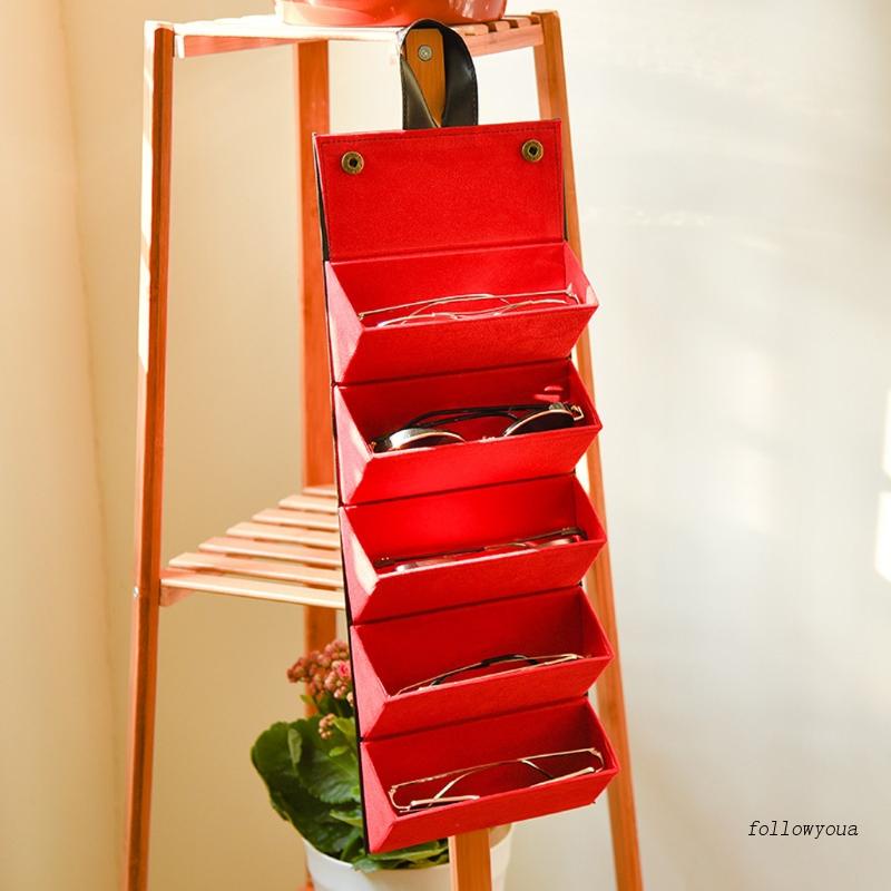 Fol Hộp Đựng Mắt Kính 5 Ngăn Bằng Da Có Thể Gấp Lại Nhiều Ngăn Dùng Khi Đi Du Lịch Contai