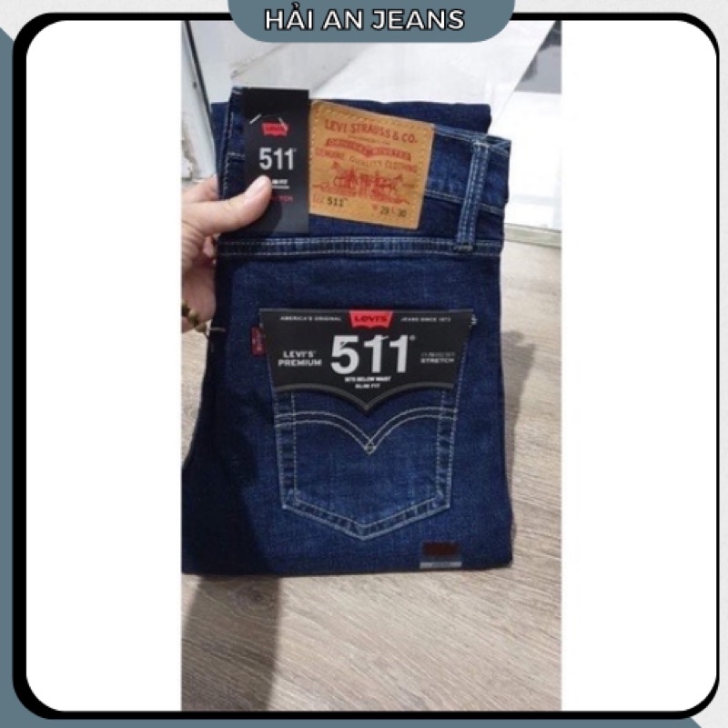 Quần jeans xanh Levi.s 511- Quần bò ống đứng hàng hiệu - vải co giãn cao cấp