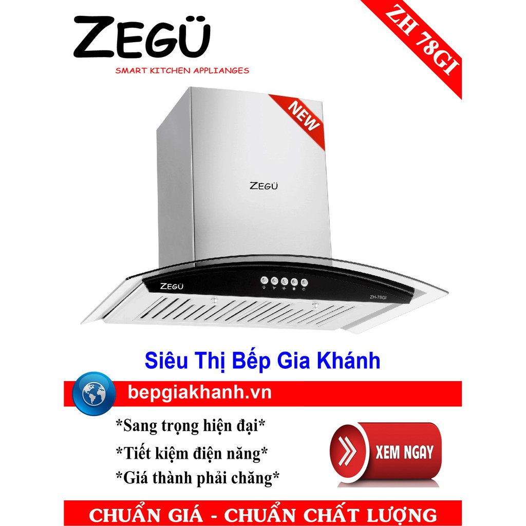 Máy hút mùi dạng kính cong 70cm Zegu ZH 78GI