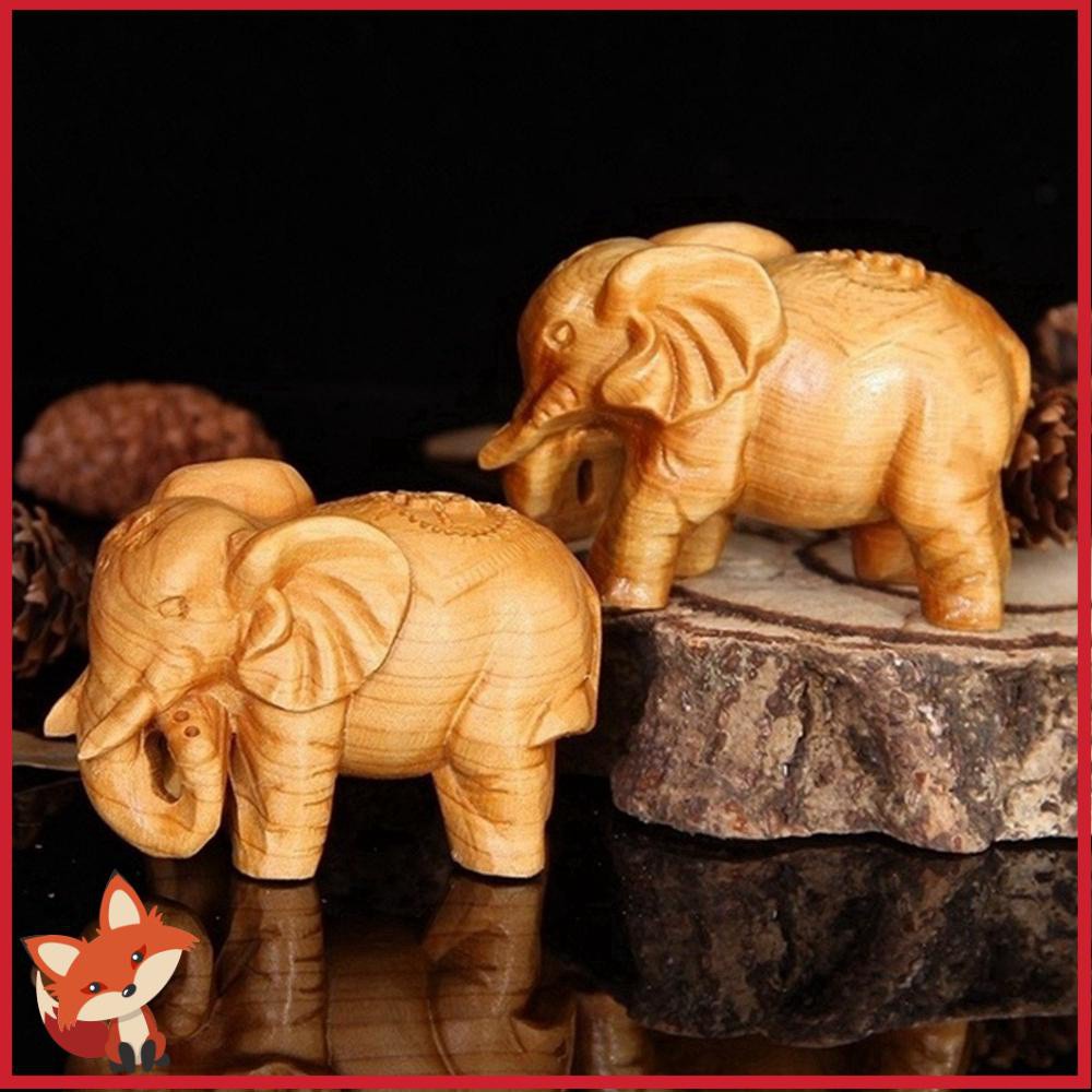 Tượng voi bằng gỗ mini tùy chọn màu sắc dùng trang trí