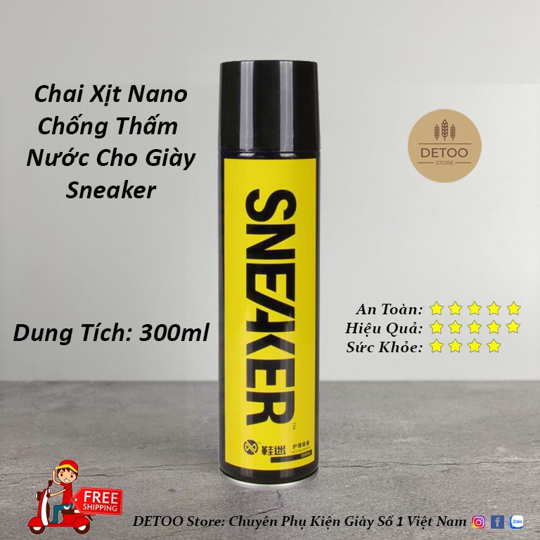 [RẺ VÔ ĐỊCH] CHAI XỊT NANO CHỐNG THẤM NƯỚC, BỤI BẨN SNEAKERS CHÍNH HÃNG, Vệ Sinh Giày Sneakers 300ml - DETOO Store