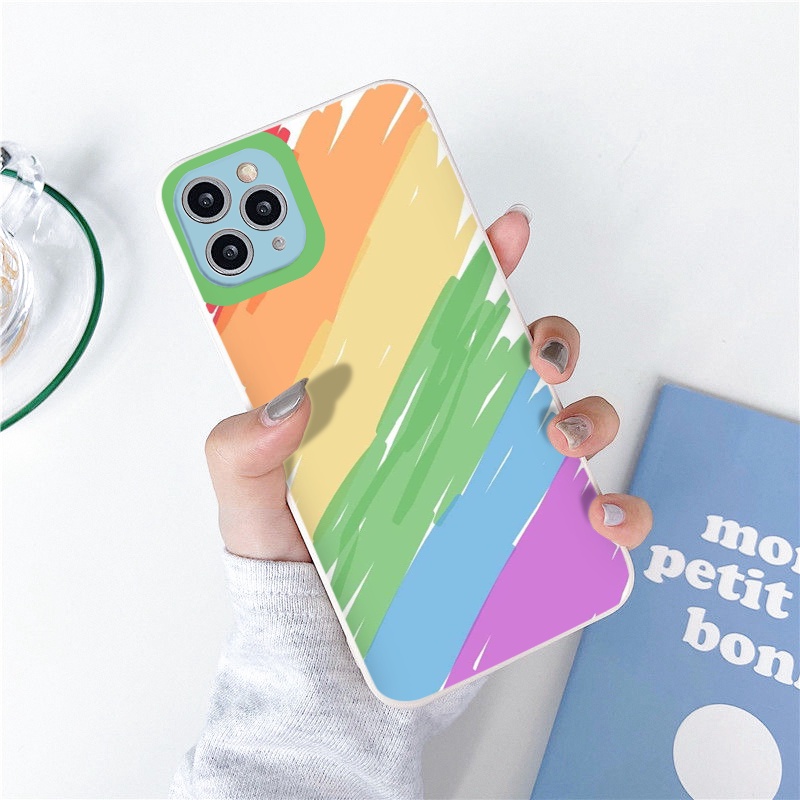 [ IPHONE ] Ốp Lưng Silicon Màu Bảo Vệ CAMERA Sọc màu sắc ốp iphone 12 pro /x/ 8plus/11 pro/11/12 pro max/13/promax tr189