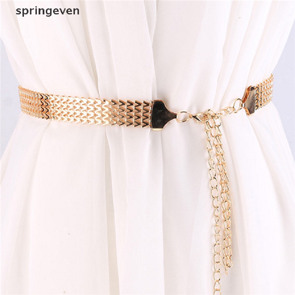 springeven Fashion Wave Metal Waist Chain Belt Gold Buckle Body Chain Dress Belt RFT