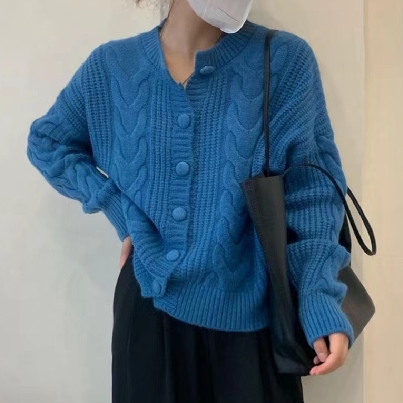 Áo khoác cardigan NZN dệt kim tay dài dáng rộng màu trơn phong cách Hàn Quốc thời trang mùa thu cho nữ