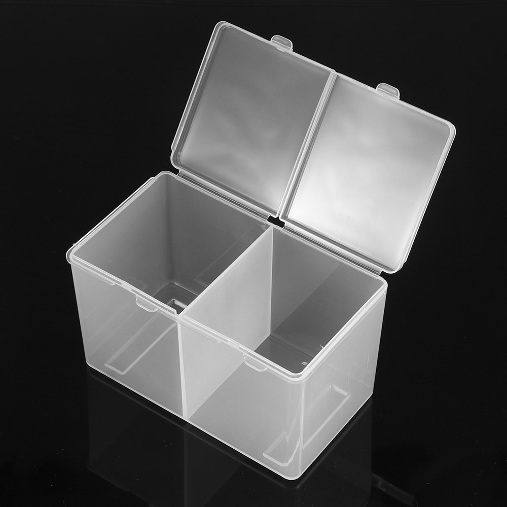 [Hàng mới về] Hộp trong suốt chia 2 ngăn đựng bông cotton tẩy sơn móng tay