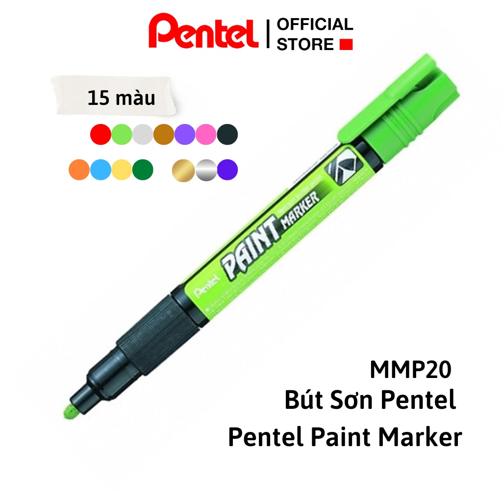 Bút sơn Pentel Paint Marker MMP20 | Màu Sắc Sống Động Mịn Màng | Viết Tốt Trên Nhiều Bề Mặt