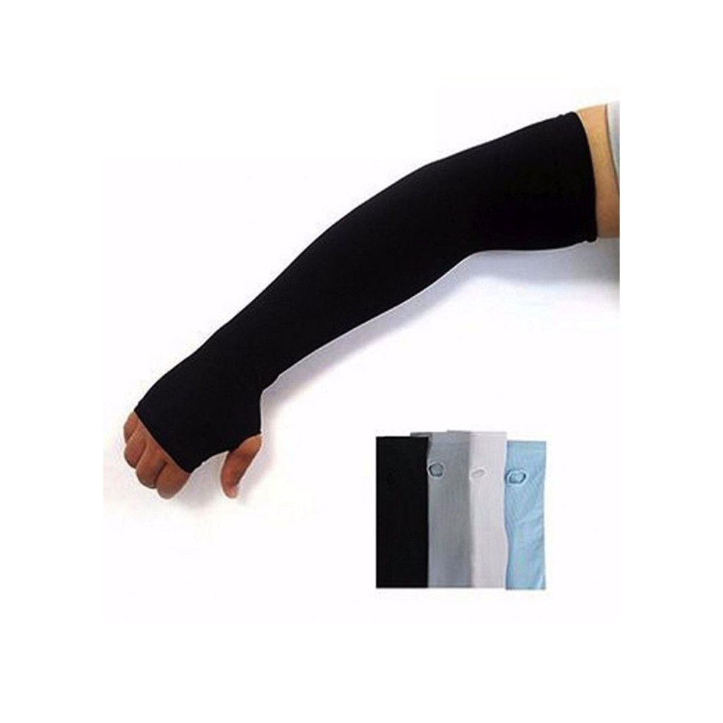 Găng Tay Chống Nắng Xỏ Ngón Thun Lạnh Mát - Xám