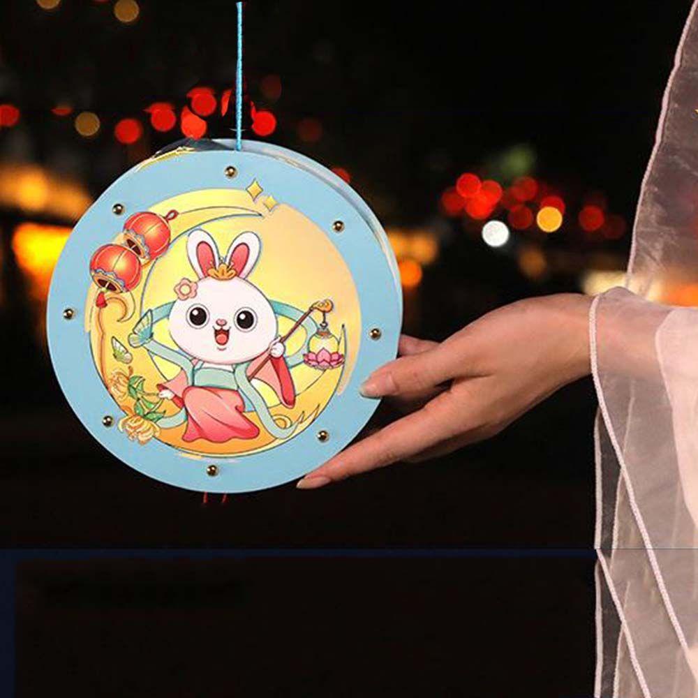 ELEGANT Lồng Đèn Giấy Hình Tròn Họa Tiết Hoạt Hình Phối Núm Tua Phong Cách Trung Hoa