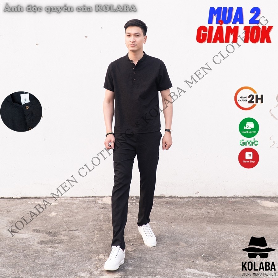 Bộ Quần Áo Đũi Nam Bộ Đồ Nam Vải Đũi Hàn Quốc Dày Dặn KOLABA BDD01 | BigBuy360 - bigbuy360.vn