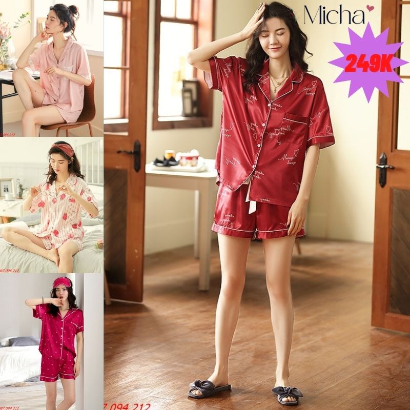 Pyjama lụa đỏ cao cấp siêu mềm nhẹ - Micha