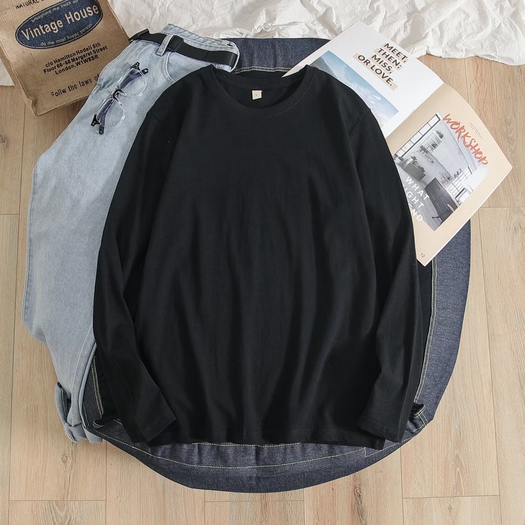 Áo thun tay dài màu sắc đơn giản dành cho nam và nữ