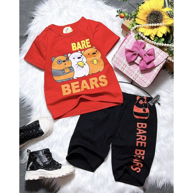 (8-22kg) Bộ tay ngắn quần lửng ngố bé gái thun cotton 4 chiều