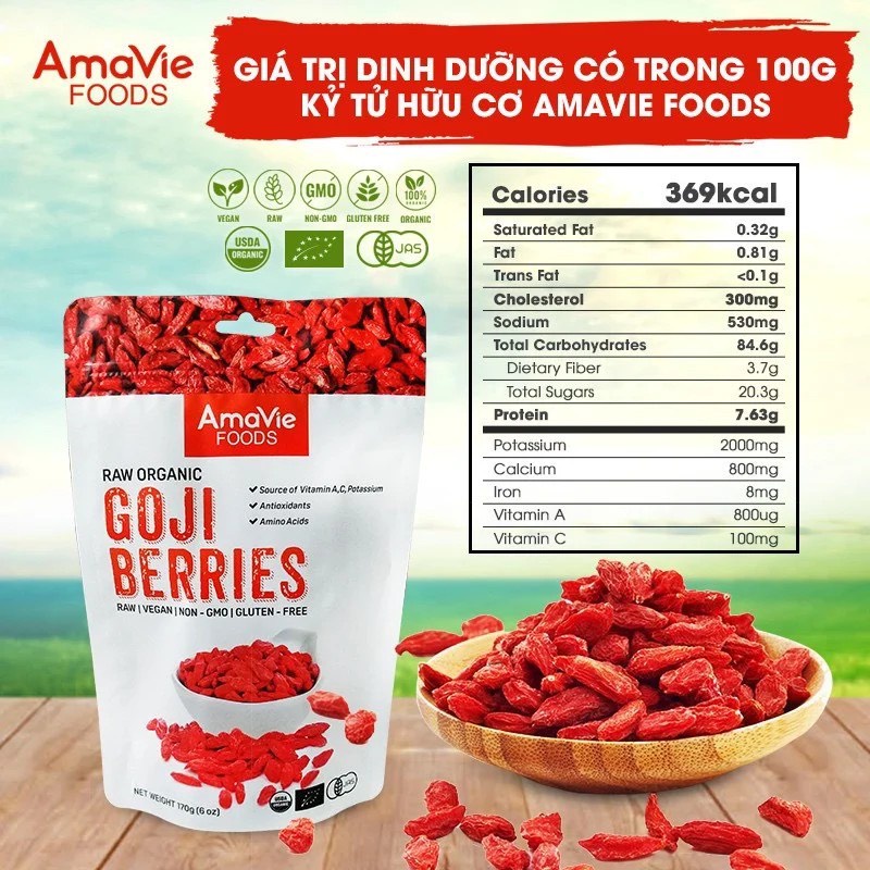Táo đỏ + Kỷ tử hữu cơ AmaVie Foods