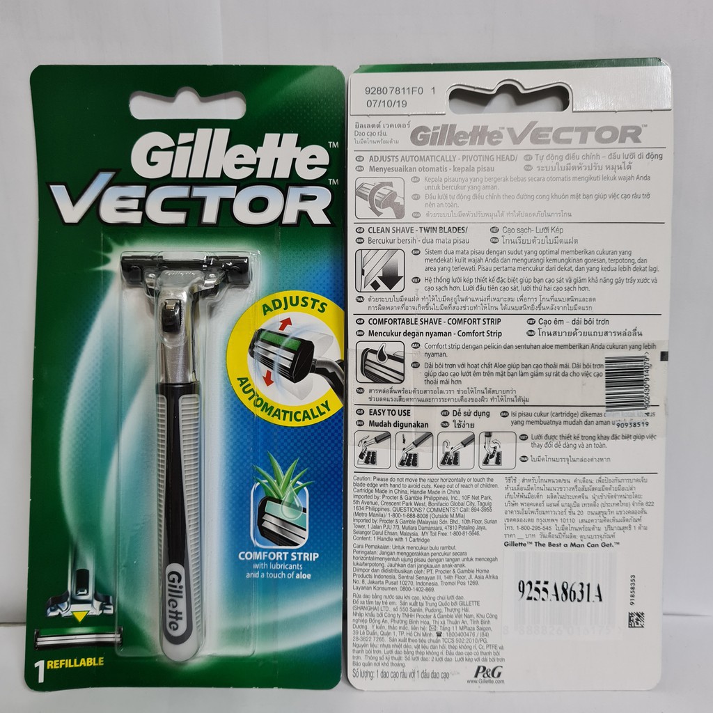 DAO CẠO RÂU GILLETTE VECTOR PLUS RAZOR 1UP (1 CÁI/VỈ).