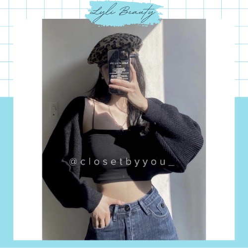 Set 2 món áo croptop - áo khoác ngoài cực phong cách