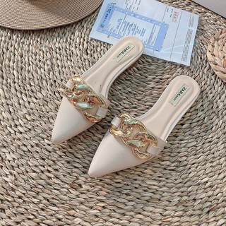 Sục nữ đế bệt mũi nhọn chất da lì hối dây xích phong cách nhẹ nhàng, tiểu thư BAMY | BigBuy360 - bigbuy360.vn