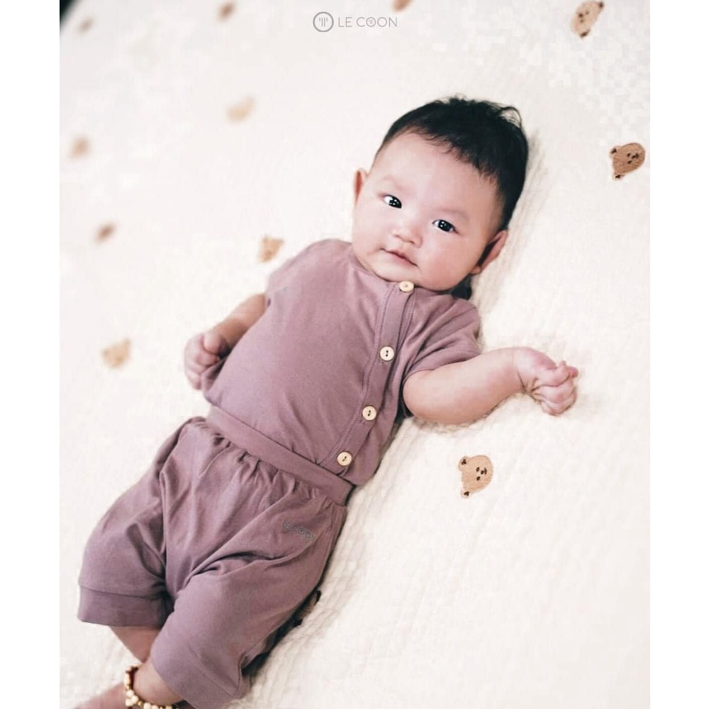 Bộ cộc tay Le Coon cho bé sơ sinh cao cấp có cúc cài chéo LeCoon