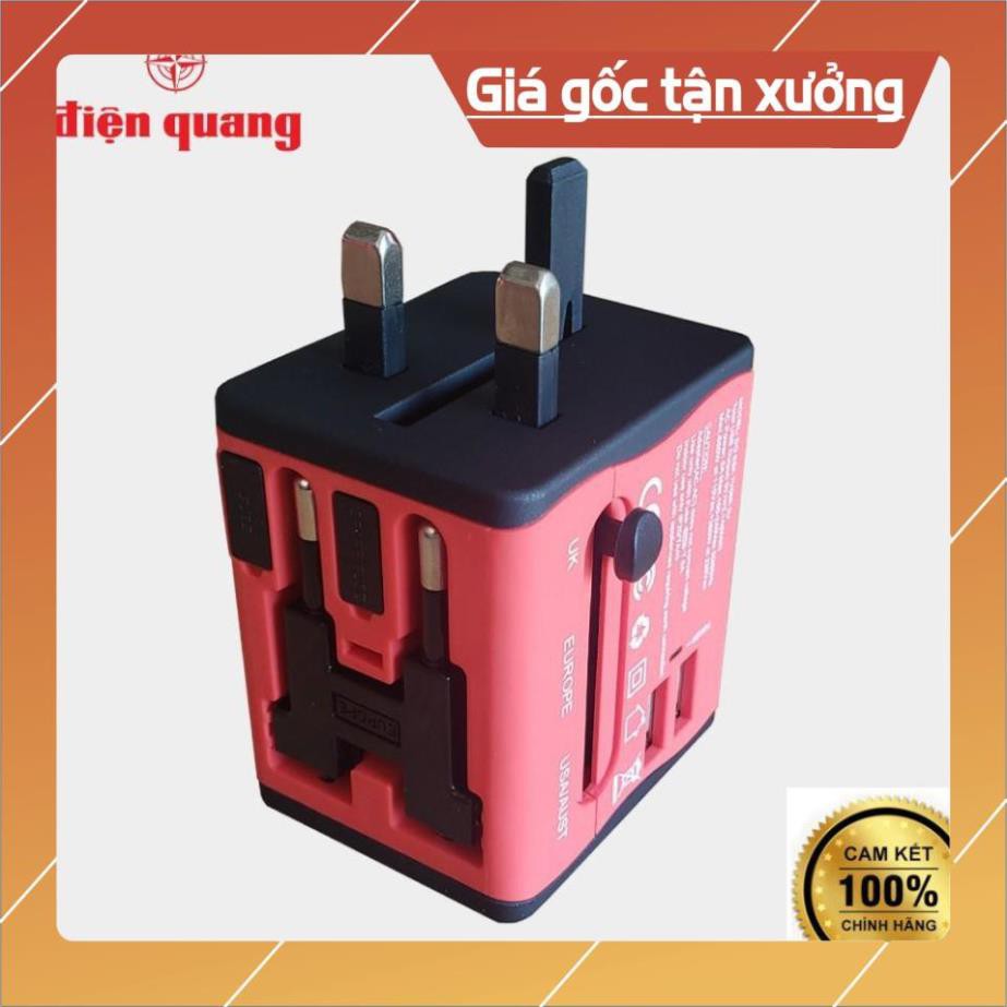 Ổ cắm du lịch Điện Quang ĐQ ESK TV06R 2U (màu đỏ - 2 cổng USB) . }