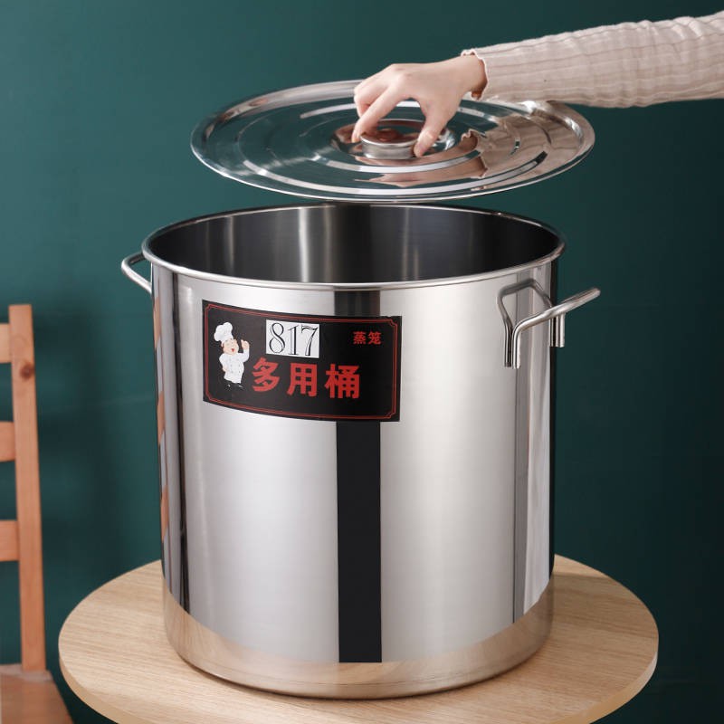 Xô đựng canh inox dày dặn có nắp đậy sâu lòng dung tích lớnkho sẵn sàng