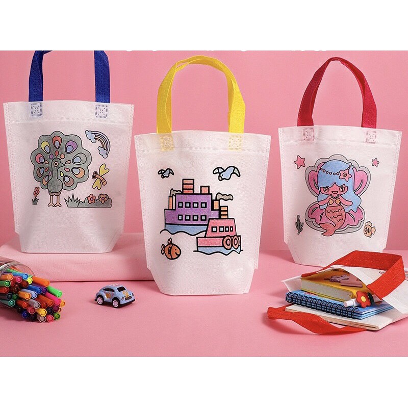 Túi vải vẽ, túi tô màu cho bé trải nghiệm