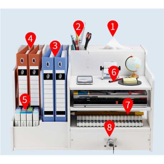 Giá Để Sách Văn Phòng Bàn Làm Việc PB02- Trắng