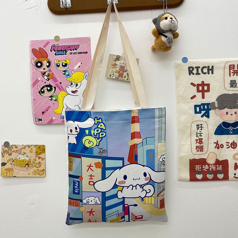 Túi Xách Vải Canvas In Hình Đơn Giản Thời Trang Mới Cho Nữ