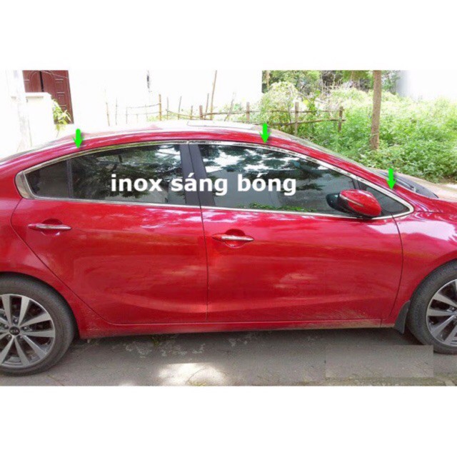 Nẹp chân kính + cong kính Cerato, Kia K3 đời 2012-2018 inox 304 cao cấp