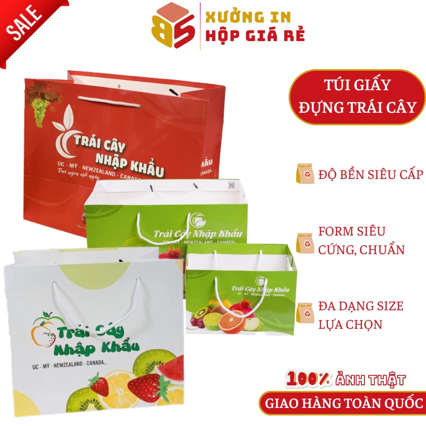 Túi giấy đựng trái cây nhập khẩu ⚡ CAO CẤP ⚡ túi đựng hoa quả form chuẩn, độ bền cao loại 1kg - 2kg - 5kg