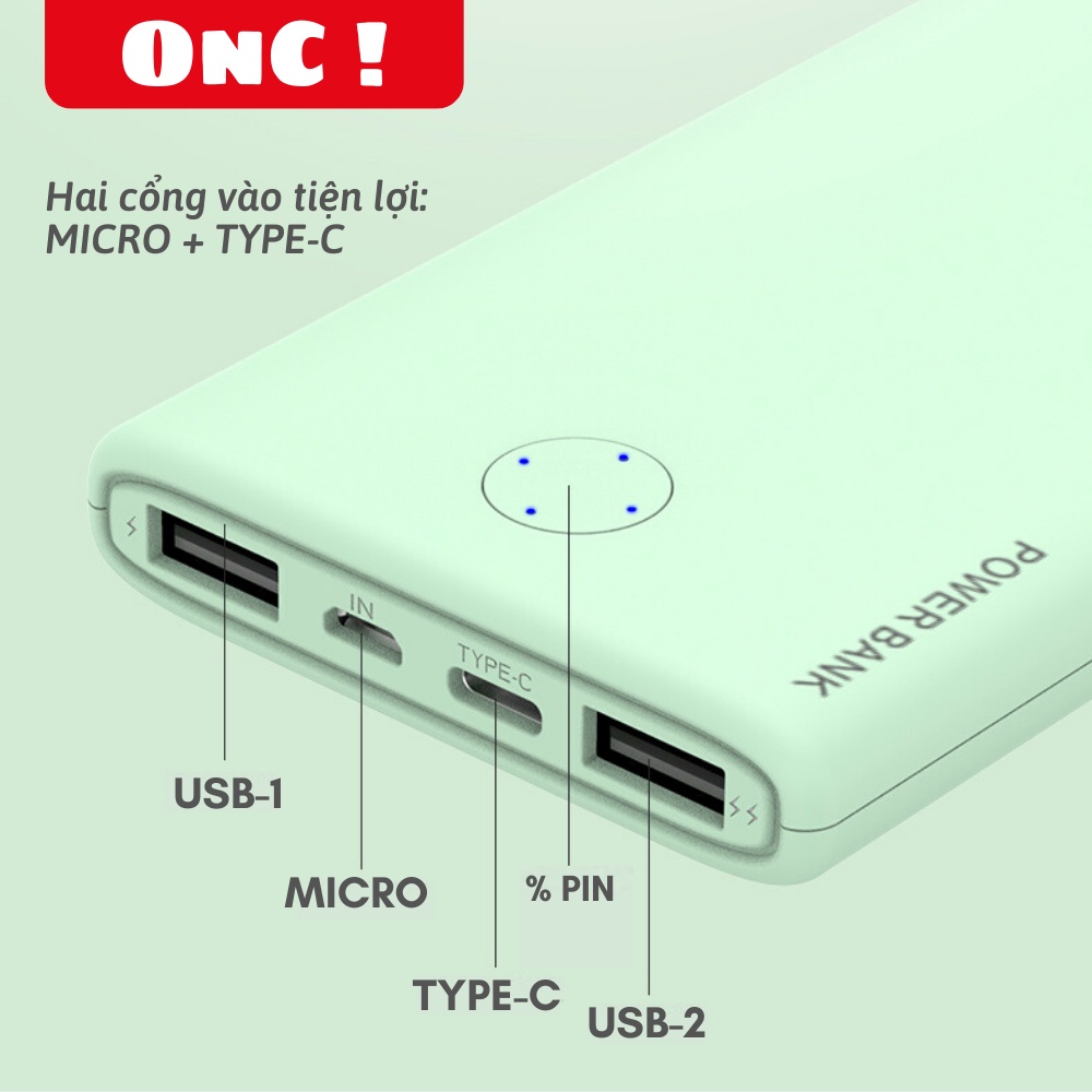[BẢO HÀNH 15 THÁNG] Pin Sạc Dự Phòng 10000mAh Beerus Sạc ra USB &amp; sạc vào Micro/Type-C
