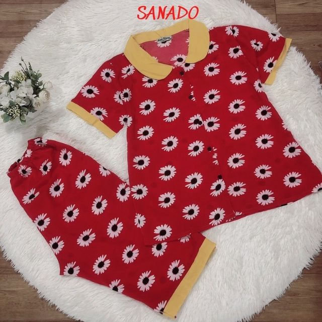 (PJ01) Bộ ngủ lụa Mango đồ bộ Pijama nữ mặc nhà quần lỡ áo cộc - Sanado