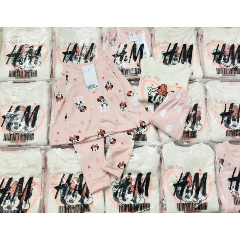 Set 2 bộ nỉ da cá Minnie HM cho bé gái