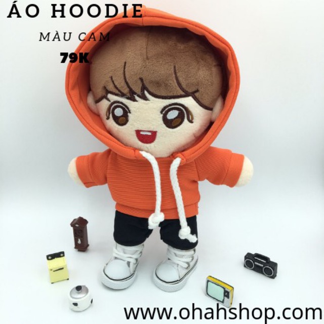 Outfit doll áo hoodie kèm quần đen