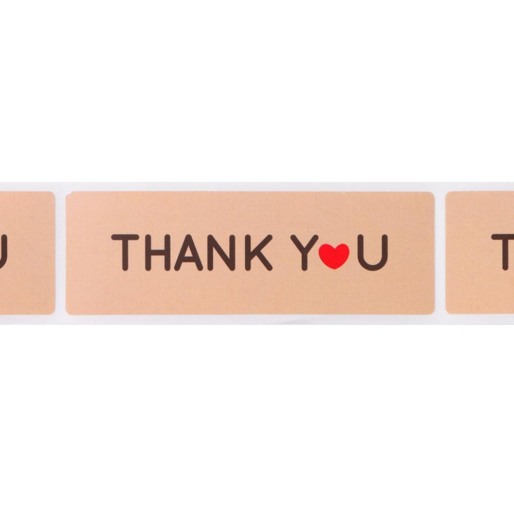 Set 150 Nhãn Dán Trang Trí Túi Bánh Chữ Nhật Họa Tiết Chữ Thank You