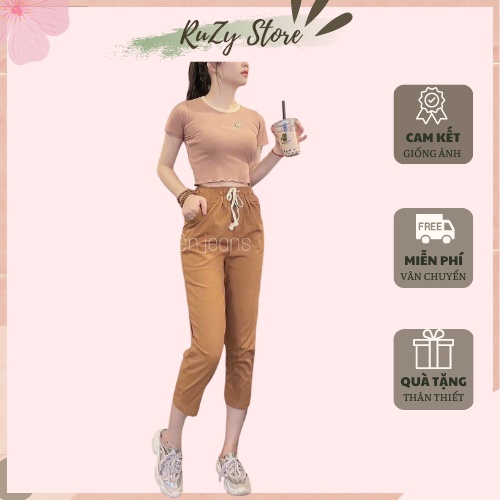 Quần Jogger Nữ Hoạ Tiết Bông Hoa Ruzy Store 048