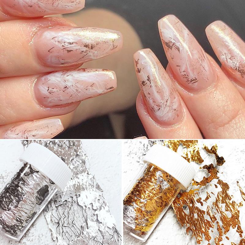 [Hàng mới về] Miếng dán trang trí móng tay 3D diy màu vàng/ bạc sang trọng