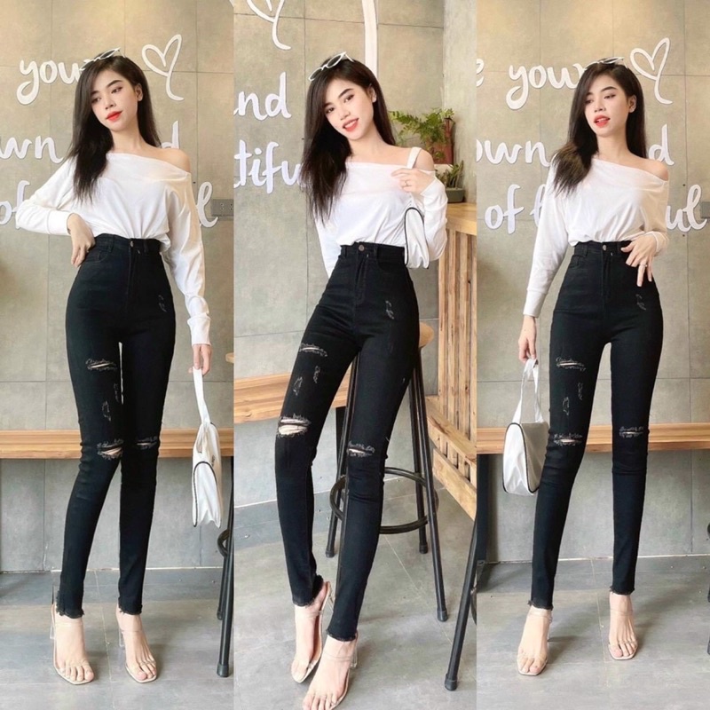 Quần jeans nữ lưng cao ôm body, quần bò nữ lưng siêu cao mã 07